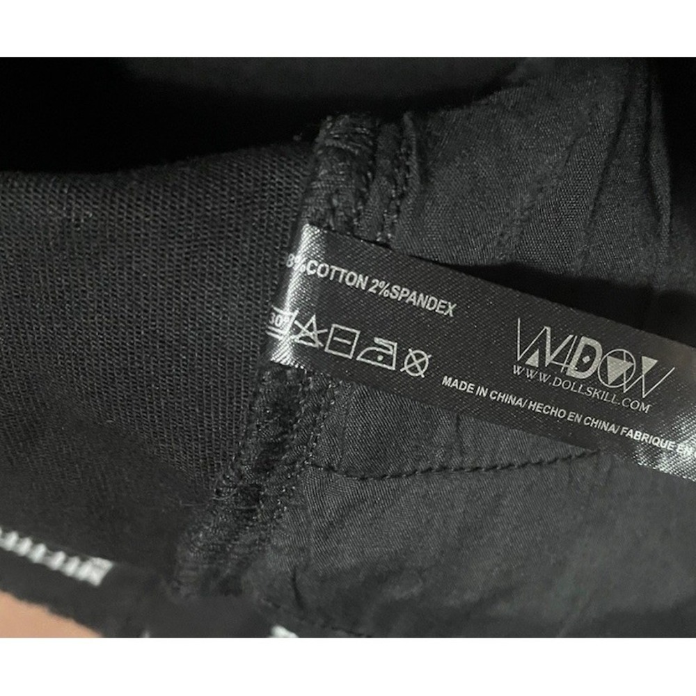 Dolls Kill Widow Noise Annoys Mini Black Denim Skirt Size M Punk Grunge Goth - Picture 3 of 13